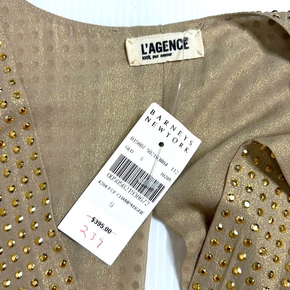 NWT L’Agence 100% silk blouse with gold studs - Picture 4 of 5